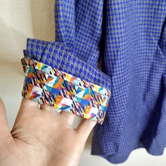 Robert Graham Houndstooth Button Down Shirt Flip Cuff Sz L - Picture 6 of 10